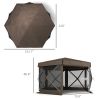 12' x 12' Hexagonal Pop Up Gazebo Canopy Tent with 5 Sidewalls, Outdoor Canopy Shelter with Carry Bag, Brown