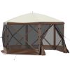 Gazebo Screen Tent, 10 x 10 ft, 6 Sided Pop-up Camping Canopy Shelter Tent with Mesh Windows, Portable Carry Bag, Ground Stakes