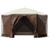 Gazebo Screen Tent, 10 x 10 ft, 6 Sided Pop-up Camping Canopy Shelter Tent with Mesh Windows, Portable Carry Bag, Ground Stakes