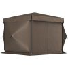 12' x 12' Hexagonal Pop Up Gazebo Canopy Tent with 5 Sidewalls, Outdoor Canopy Shelter with Carry Bag, Brown