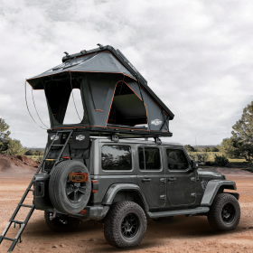 Rooftop Tent Hardshell with USB Outlet, Luggage Racks&Full Circle Led Strip, 3-in-1 Elevated Roof Tent with Skyview Window, Regular&TPU Rain Flies