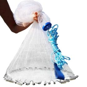 Fishing Cast Net Bait Trap Easy Throw Heavy Duty Hand Cast Net with Chain Sinker Bottom Spread (Option: 6FT)