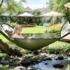 Camping Hammock with Mosquito Net 3-in-1 Portable Hammock Tent with BuiltIn Mosquito Net Dual-Way Zippers 440lbs Capacity Attached Storage Pocket for